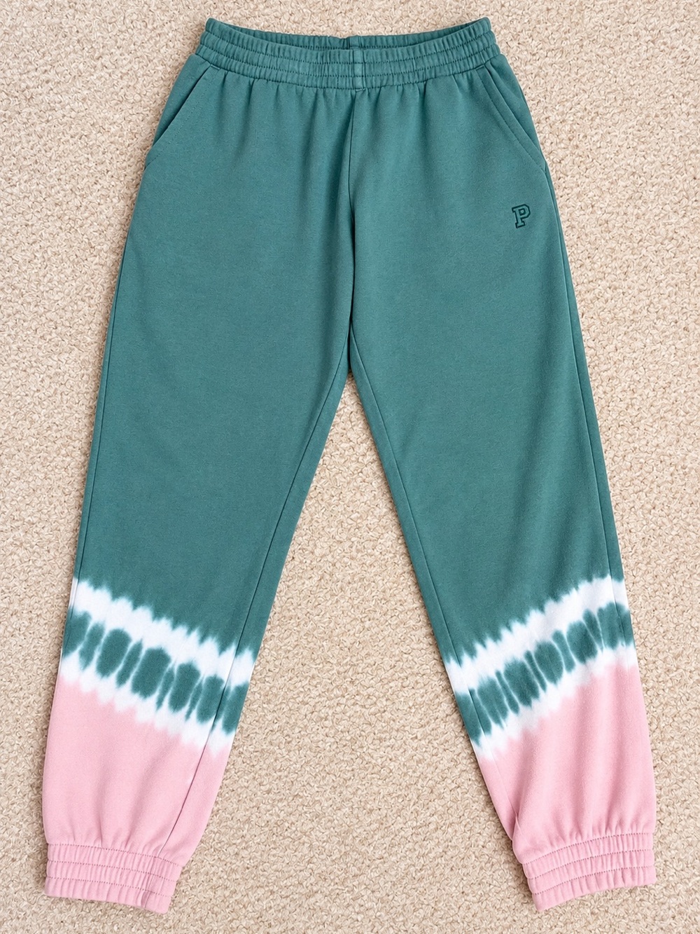 PINK Victoria's Secret Green and Pink Tie-Dye Joggers size M